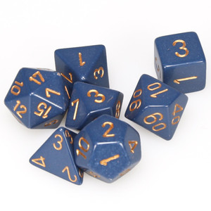 Chessex Dice - 7 Set RPG - 25426 - opaque dusty blue with copper Chessex Dice - 7 Set RPG - 25426 - opaque dusty blue with copper