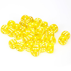 Chessex Dice - 36 Set of d6 dice block - 23803 - translucent yellow with white