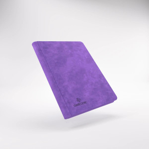 A purple, hard-cover, cloth card binder with a zip-up closure. A purple, hard-cover, cloth card binder with a zip-up closure.