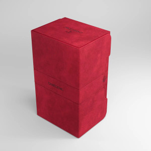 A very tall, red cloth deck box. A very tall, red cloth deck box.