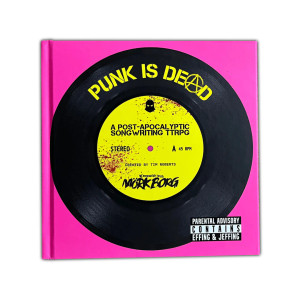 An RPG titled "Punk is Dead" in yellow font across the top of a vinyl with descriptors of the game in the center and a hot pink background