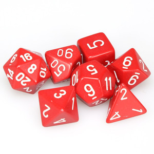 Chessex Dice - 7 Set RPG - 25404 - Opaque red with white Chessex Dice - 7 Set RPG - 25404 - Opaque red with white