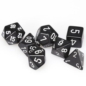 Chessex Dice - 7 Set RPG - 25408 - opaque black with white Chessex Dice - 7 Set RPG - 25408 - opaque black with white