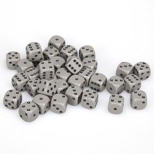 Chessex Dice - 36 Set of d6 dice block - 25810 - opaque dark grey with black