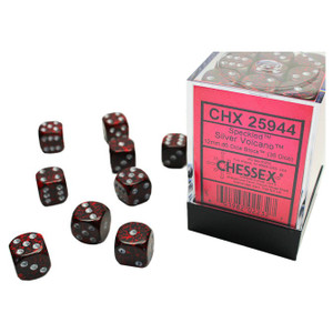 Chessex Dice - 36 Set of d6 dice block - 25944 - speckled silver volcano
