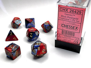 Chessex Dice - 7 Set RPG - 26429 - blue red with gold Chessex Dice - 7 Set RPG - 26429 - blue red with gold