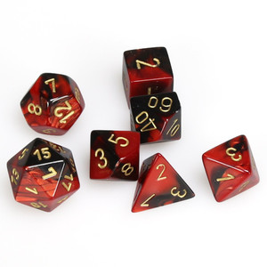 Chessex Dice - 7 Set RPG - 26433 - black red with gold Chessex Dice - 7 Set RPG - 26433 - black red with gold