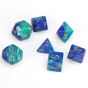 Chessex Dice - 7 Set RPG - 26459 - gemini blue teal with gold Chessex Dice - 7 Set RPG - 26459 - gemini blue teal with gold