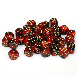 Chessex Dice - 36 Set of d6 dice block - 26833 - gemini black red with gold