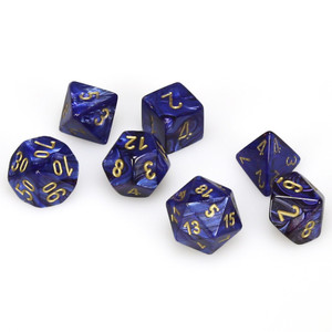 Chessex Dice - 7 Set RPG - 27427 - scarab royal blue with gold Chessex Dice - 7 Set RPG - 27427 - scarab royal blue with gold