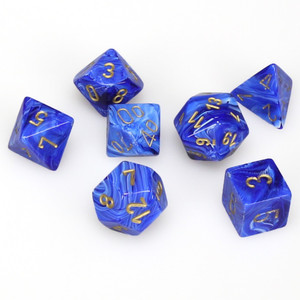 Chessex Dice - 7 Set RPG - 27436 - vortex blue with gold Chessex Dice - 7 Set RPG - 27436 - vortex blue with gold