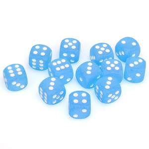 Chessex Dice - 36 Set of d6 dice block - 27616 - frosted caribbean blue with white