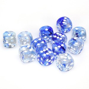 Chessex Dice - 36 Set of d6 dice block - 27666 - nebula dark blue with white