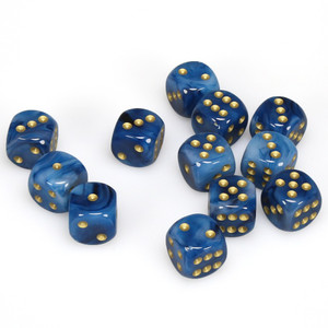 Chessex Dice - 36 Set of d6 dice block - 27689 - phantom teal with gold