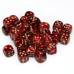 Chessex Dice - 36 Set of d6 dice block - 27834 - vortex burgundy and gold