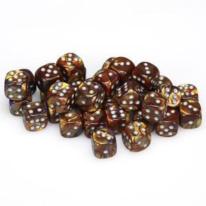 Chessex Dice - 36 Set of d6 dice block - 27893 - lustrous gold and silver