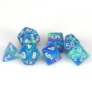 Chessex Dice - 7 Set RPG - 27546 - festive waterlily and white Chessex Dice - 7 Set RPG - 27546 - festive waterlily and white