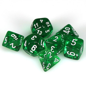 Chessex Dice - 7 Set RPG - 23075 - translucent green with white