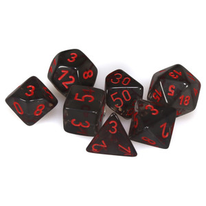 Chessex Dice - 7 Set RPG - 23088 - translucent smoke and red Chessex Dice - 7 Set RPG - 23088 - translucent smoke and red