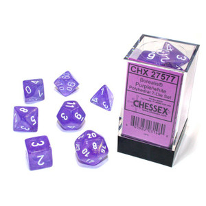 Chessex Dice - 7 Set RPG - 27577 - borealis purple and white Chessex Dice - 7 Set RPG - 27577 - borealis purple and white