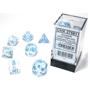 Chessex Dice - 7 Set RPG - 27581 - borealis icicle light blue Chessex Dice - 7 Set RPG - 27581 - borealis icicle light blue