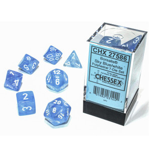 Chessex Dice - 7 Set RPG - 27586 - borealis sky blue and white Chessex Dice - 7 Set RPG - 27586 - borealis sky blue and white