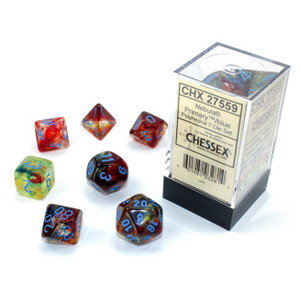 Chessex Dice - 7 Set RPG - 27559 - nebula primary and blue Chessex Dice - 7 Set RPG - 27559 - nebula primary and blue