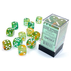 Chessex Dice - 12 Set of d6 dice block - 27755 - nebula spring and white