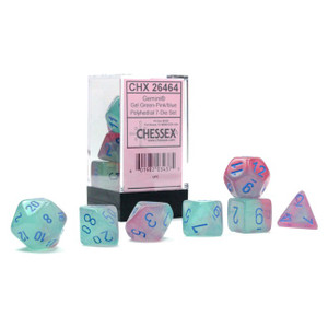 Chessex Dice - 7 Set RPG - 26464 - gel green pink Chessex Dice - 7 Set RPG - 26464 - gel green pink