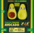 Board game box featuring the title "Throw Throw Avocado", green stripe borders with a dark center, a simplified drawing of two people at a table throwing avocadoes at each other, and a clear window to see said two bright eyed, smiling avocadoes. Board game box featuring the title "Throw Throw Avocado", green stripe borders with a dark center, a simplified drawing of two people at a table throwing avocadoes at each other, and a clear window to see said two bright eyed, smiling avocadoes.