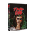 A board game titled "Final Girl: Into the Void" in red, slasher-esque bold font.  Below it is a rendered portrait of a woman with tan, blood-spattered skin, shoulder length curly hair, and an intense expression on her face. Behind her hovers a creature cloaked in shadow.