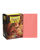 Dragon shield box featuring art of a small pink dragon surrounded by peaches. To the right of the box is a sample sleeve showcasing the color.