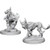 Two unpainted Blink Dog miniatures on a white background.