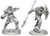 Two unpainted Dragonborn Fighter with Spear miniatures on a white background.