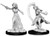 Two unpainted Female Human Wizard miniatures on a white background.
