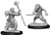 Two unpainted Kenku Adventurer miniatures on a white background. The one on the left is wielding a staff and sword and the one on the right is wielding a dagger