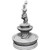An unpainted Fountain miniature with a person on the top resembling Poseidon wielding a trident with a white background.