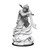 An unpainted Djinni miniature emerging from a lamp and wielding two swords on a white background.