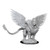 An unpainted Isperia, Law Incarnate miniature with wings spread out on a white background.
