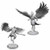 Two unpainted Aarakocra Paladins miniatures flying in the sky on a white background.