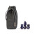 Yellow leather-like bag with an embossed Critical Role logo and a Mighty Nein charm. To the right of the bag are a set of 7 iridescent blue and purple dice with metallic lavender numbering.