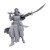 A grey-primed figurine of a humanoid wearing loose, flowing clothes and with a hood and face cover built into their garb.  They wield two identical curved blades.