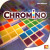 Board game titled "Chromino". The box features a picture of multiple wooden tiles with colored squares. The 'i' in Chromino is made up of a blue, red, and yellow tile. Board game titled "Chromino". The box features a picture of multiple wooden tiles with colored squares. The 'i' in Chromino is made up of a blue, red, and yellow tile.