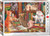 A puzzle titled, “Library Kittens,” at the bottom in several different languages, with the series name, Image World, right above it.  The company logo “Eurographics Puzzle” is in large font along the right side, and number ‘1000’ right next to it in the cover’s white border.  In the center is what the completed puzzle looks like: six kittens of various breeds climb around a desk covered in open books, looking glasses, instruments and ink pots.  Behind the desk is a vintage bookshelf where two out of six of the kittens sit between or walk in front of various ornately covered hardback books.