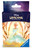 A TCG card sleeve set for Disney Lorcana featuring a gold and white illustration of the character Cinderella: a thin, pale woman with light blonde hair done up in a bun and behind a white headband.  She wears a poofy short sleeved ballgown and is backlit by shimmery golden light.