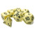 A set of 7 polyhedral dice with differing numbers of sides with an opaque, light yellow resin and black numerals.
