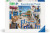 A puzzle with the words "Ravensburger Puzzle" and the number '1500' at the top of the white bordered cover.  In the middle is an image of a scene from a city on the Greek island of Mykonos.  The sunny cobblestone streets are lined with white and blue buildings and filled to the brim with feral domestic cats.  They sit on stairs, walk the streets, lounge on tabletops, and perch on railings.  There are all sorts of different breeds, coat colors and lengths, and ages gathered around.
