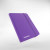 A purple soft-cover card binder with an elastic band closure. A purple soft-cover card binder with an elastic band closure.