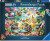 A puzzle with the words “Ravensburger Puzzle” at the top and the number ‘1000’ along the left side of the dark blue bordered cover.  Below is an image of the finished puzzle, which features a cartoon painting of an underwater scene with a diverse array of fish and crustaceans.  Two sharks sit in the foreground of a watery lounge wearing human clothes, shrimp play in a live band behind them, and many fish swim about and mingle.
