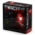 A board game titled "Torchlit" in large, metallic font at the top of the dark cover.  Near the center of the box there is a brightly it torch held by a suit of armor. It is surrounded by shadows that seem to be full of creatures with many eyes and teeth.